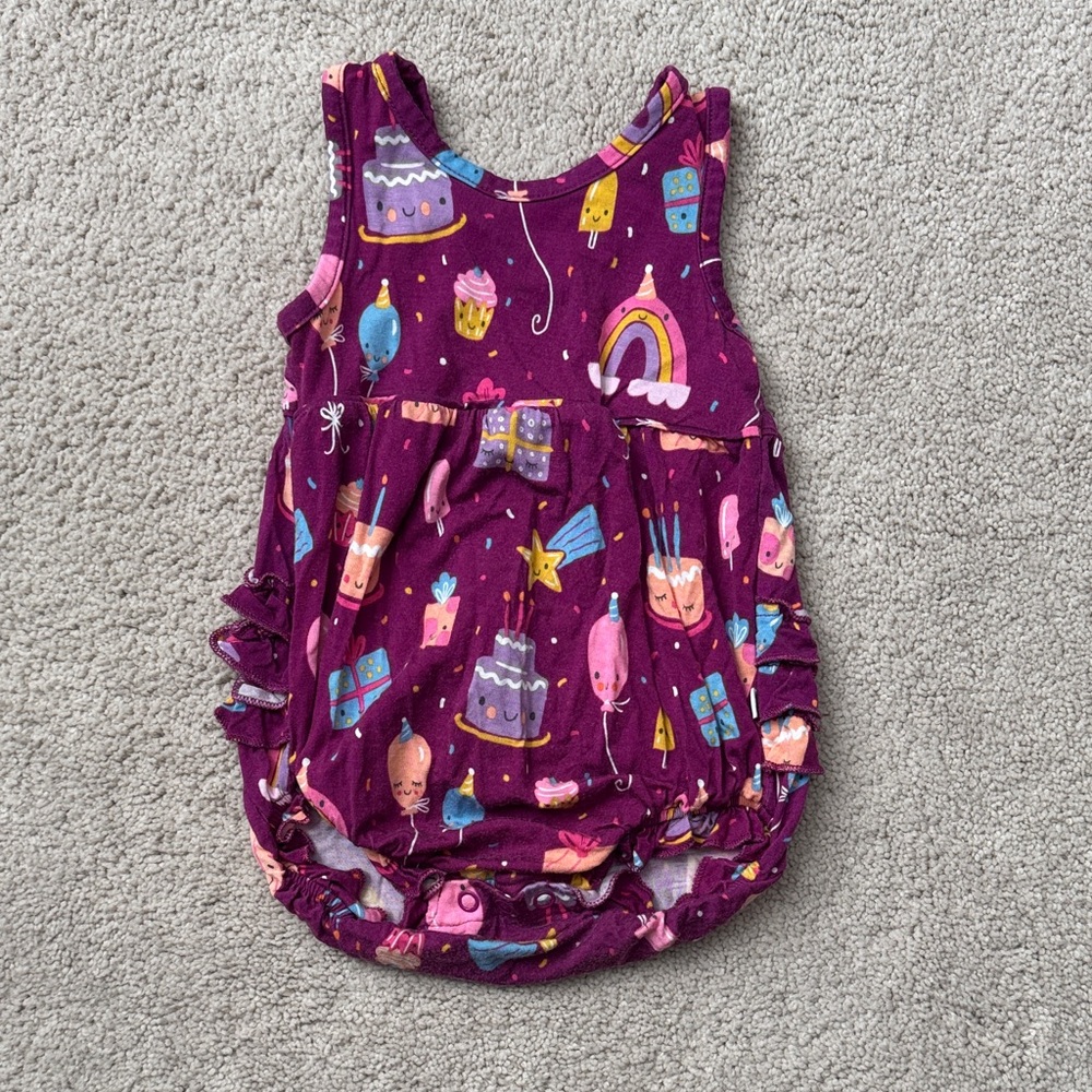 Little Sleepies Birthday Print Bubble Romper